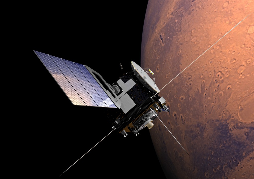 Mars Express orbiting the Red Planet - artist's impression Credit: ESA/Alex Lutkus