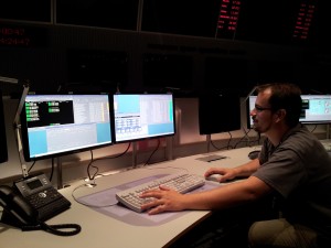 Mars Express engineers configuring MEX mission data displays in ESOC MCR Credit: ESA