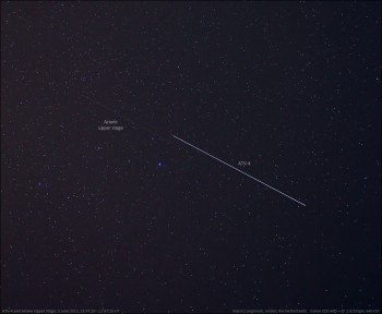 ATV-4 seen in orbit shortly after launch 6 June 2013 Copyright & credit: Marco Langbroek https://sattrackcam.blogspot.com/