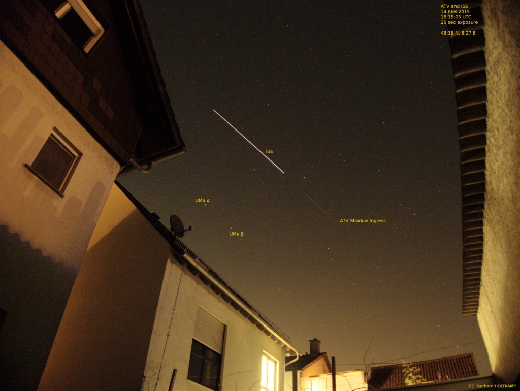 Gerhard Holtkamp “here is a picture I took from the ATV ISS pass this evening” Darmstadt, Germany