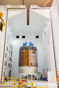 ESA's European Structural Test Article testing in NASA's accoustic test facility in Plum Brook, USA. The first European hardware to arrive at NASA for Orion is the European Service Module structural test article. This test version of the service module has the same weight and configuration as the real thing and will undergo advanced testing at NASA’s Plum Brook Station in Ohio, USA.