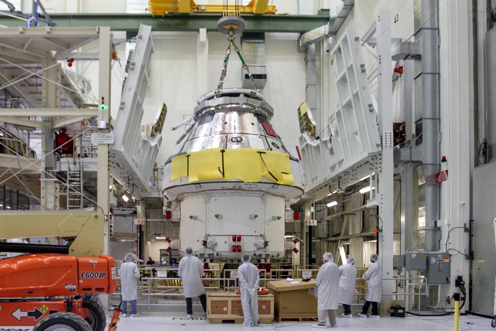 Orion loading at Kennedy Space Center. Credits: NASA