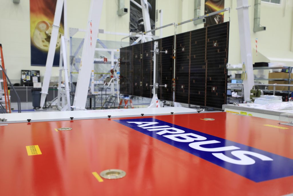 Unfolded solar array wings at NASA's Kennedy Space Center. Credits: NASA