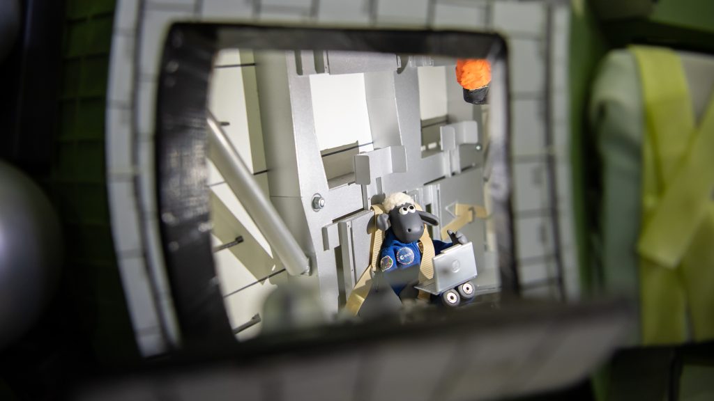 Shaun chilling in the crew capsule. Credits: ESA/Aaardman-SJM Photography
