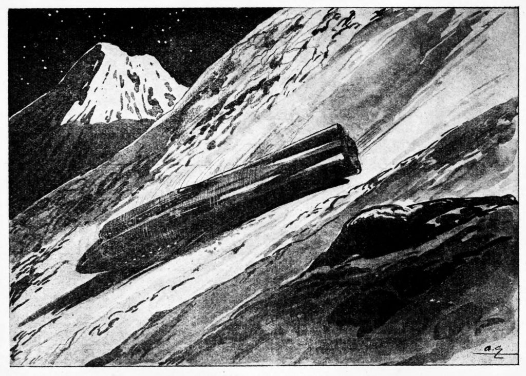 Illustration from the novel lunar spacecraft on the Moon.