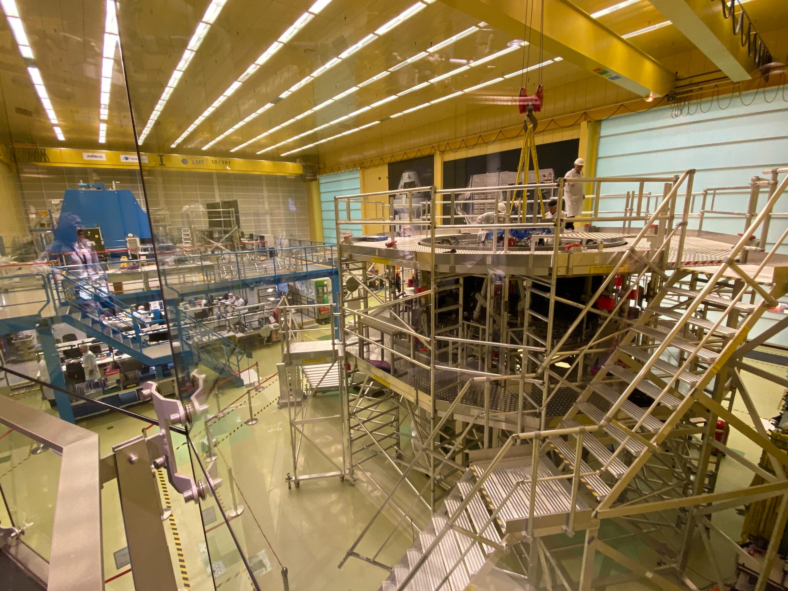 European Service Module-3 (left) and 5 (right) at the Airbus assembly hall in Bremen, Germany.
