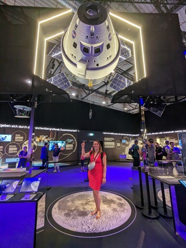 Dr Anna Chrobry at ILA, the Berlin airshow, in 2024, in the Space Exploration Exhibition Heels on the Moon. Credit: A. Chrobry