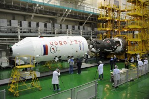 Soyuz TMA-03M spacecraft is placed in the fairing