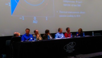 Taping Planetary Radio at ASI, Rome, during #PDC2015, 15 April 2015. Some top asteroid folks on stage (L-R): Mat Kaplan, Bruce Betts, Lindley Johnson, Detlef Koschny, Paul Chodas, Fabrizio Bernardi and Amy Mainzer. Credit: ESA CC BY-SA IGO 3.0