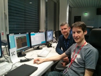 Mark Bentley and Harald Jeszenszky at ESOC during the MIDAS commissioning 