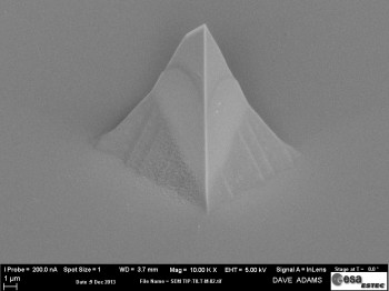 Scanning electron microscope view of the tip