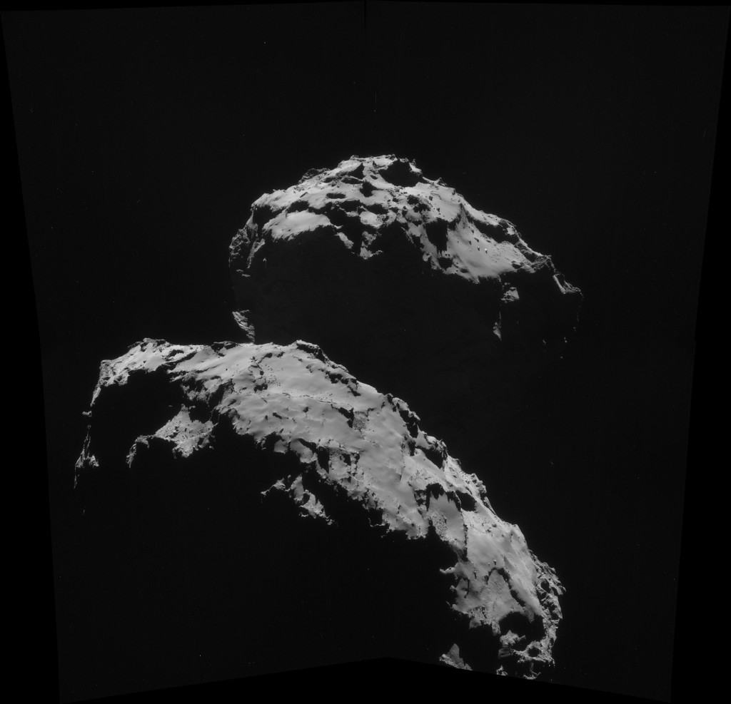 Four image mosaic of comet 67P/C-G, using images taken on 10 September. Credits: ESA/Rosetta/NAVCAM