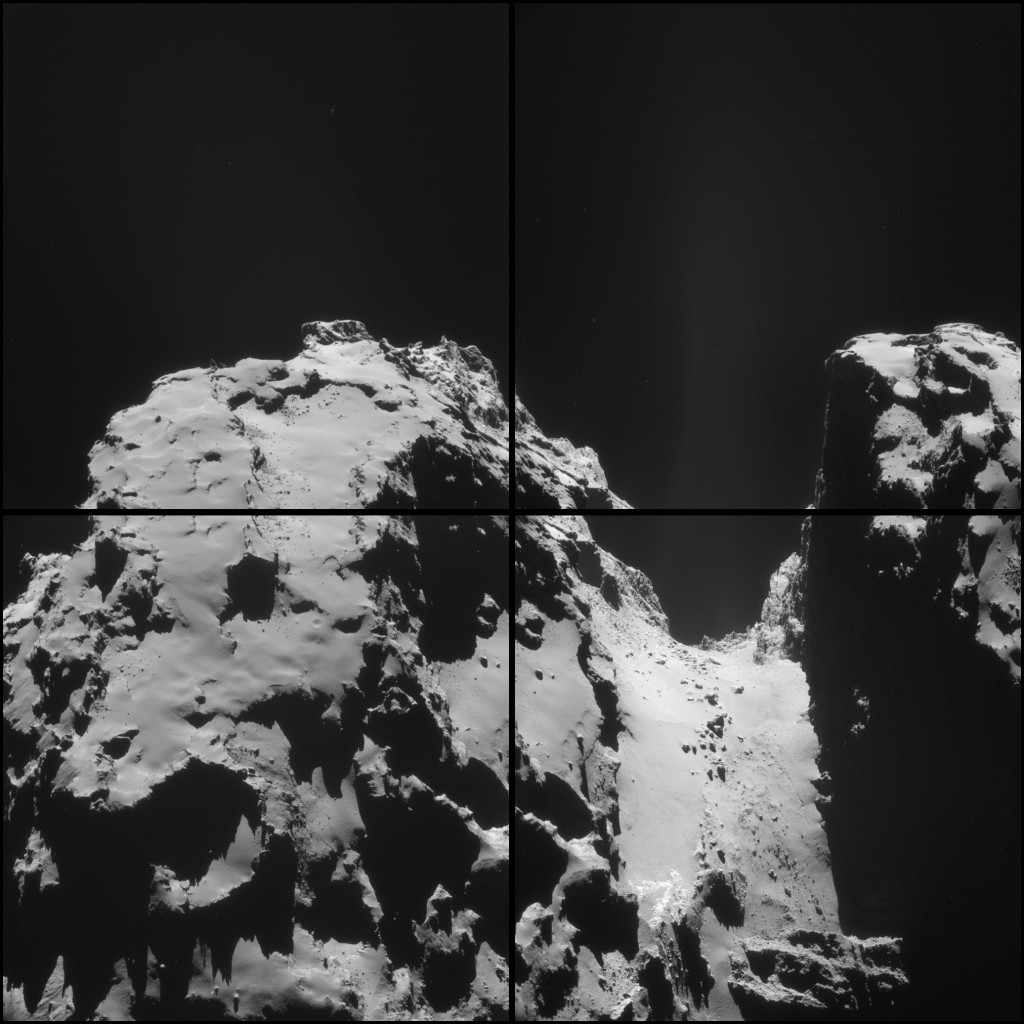 Four image montage of NAVCAM images taken on 2 October. Credits: ESA/Rosetta/NAVCAM