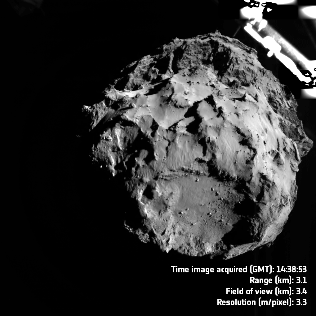 Images taken by Philae’s ROsetta Lander Imaging System, ROLIS, trace the lander’s descent to the first landing site, Agilkia, on Comet 67P/Churyumov–Gerasimenko on 12 November 2015. Credits: ESA/Rosetta/Philae/ROLIS/DLR