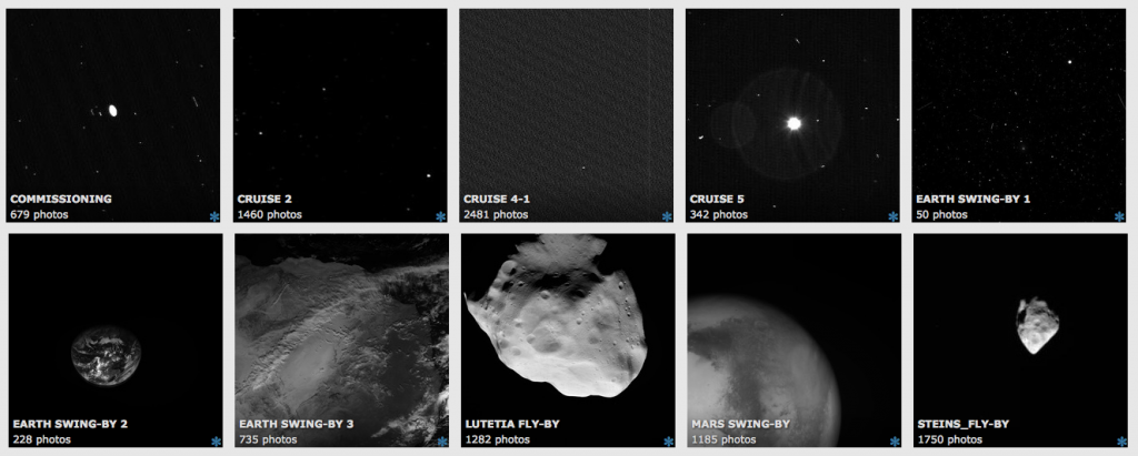 Screenshot from ESA's Archive Image Browser showing OSIRIS albums