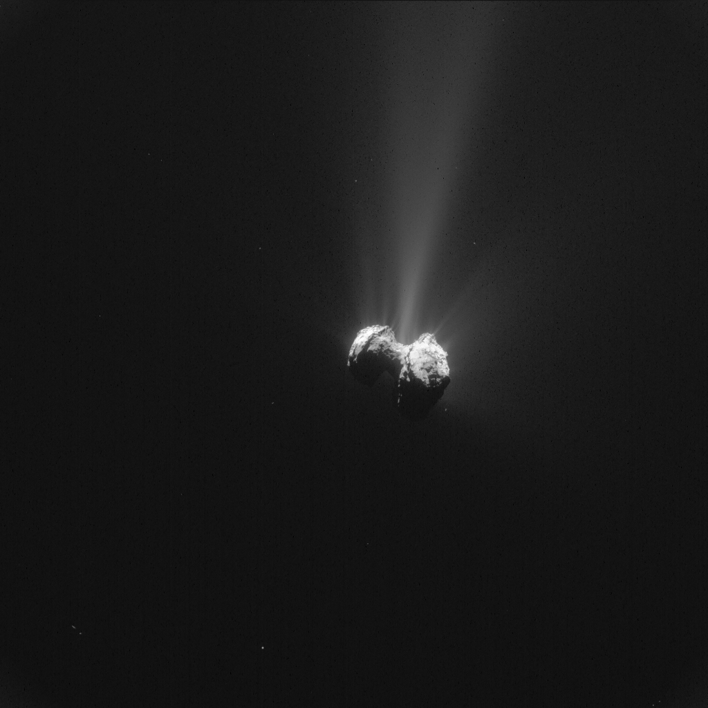 Single frame enhanced NAVCAM image of Comet 67P/C-G taken on 21 September 2015. Credits: ESA/Rosetta/NAVCAM – CC BY-SA IGO 3.0