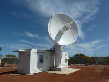 A new 4.5 m-diameter ‘acquisition aid’ dish antenna is being added to ESA’s existing New Norcia, Western Australia, tracking station, ready to catch the first signals from newly launched satellites. Credit: ESA