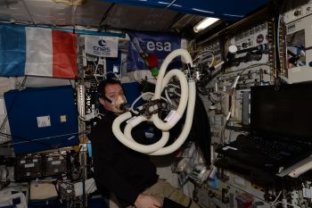 ESA astronaut Thomas Pesquet recording his oxygen levels. Credits: ESA/NASA