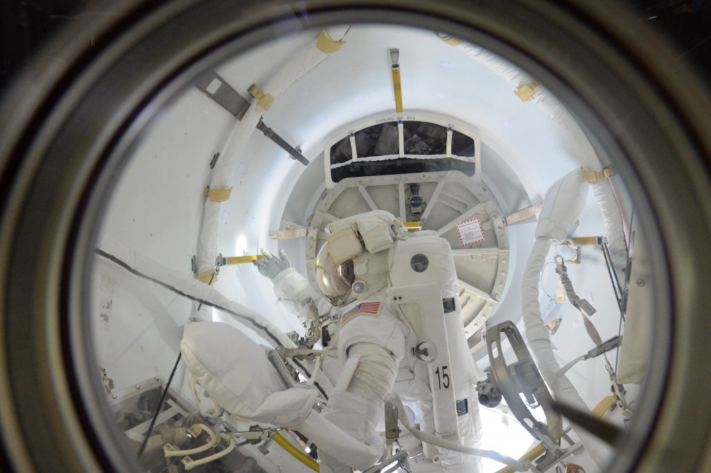 Back inside after over three hours spacewalk. Credits: ESA/NASA