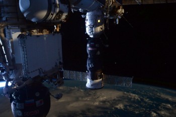 Progress 62P docked with Space Station. Credits: ESA/NASA