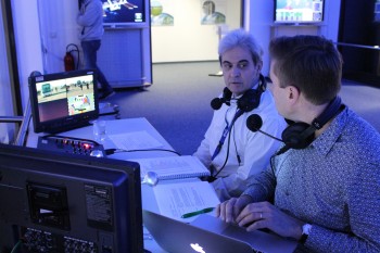 ESA astronaut and Eurocom Léopold Eyharts commenting Principia launch for ESA television. Credits: ESA–J. Harrod CC BY SA IGO 3.0