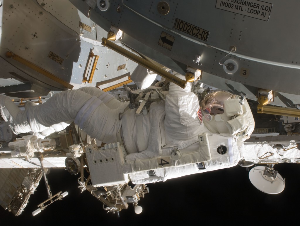 Tim Kopra during spacewalk in 2009. Credits: NASA