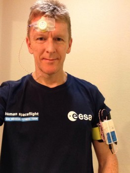 Tim Peake wearing the Circadian Rhythms' sensors before his spaceflight. 