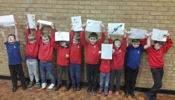 Send greetings to Tim Peake from the Anchor Boys from the 3rd Bedford Boys Brigade Company. They wrote notes and drew some pictures for you.
