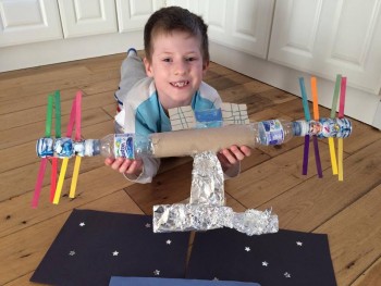 Hi. My name is Thomas and I'm nearly 8! I'm off school today and have made a model of the international space station. We watched Tim at my school (Robert Wilkinson Academy in York) and thought it was amazing.
