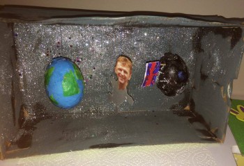 My son, Jacob Stratford (age 6) entered the Easter egg decorating competition at school with 'Tim Peake in space' it's made with 2 egg shells, a 'mini Tim' and lots of glitter. It's all done himself. Thanks for inspiring him Angie Stratford, Elstead, Surrey.