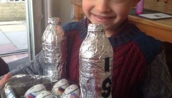 My little boy has been inspired by Tims mission and wanted to base his Easter Egg competition entry on him and the ISS. I've attached the pictures if his work. If at all possible could you please pass them into Tim as I'd love him to know how his work makes such an effect on the children. This is Ben age 6. Thank you Donna