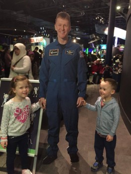 Our son has always loved space, since Tim Peake took off into space he has loved it even more! We took him to the space centre today and he was star struck with seeing Tim even though it was a cardboard cut out!! He is called Charlie Venters and he is 5 years old thank you.
