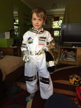 My grandson George in his new Tim Peake costume for world book day