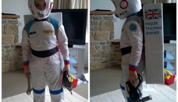 Hi folks, Major Tim Peake inspired our 5 year old son Thomas to dress up as an astronaut for his school's 'I wish I was a.....day.' He wanted me to send some photo's 'thumbs up Tim!'