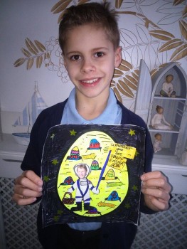 Our son won the Easter Egg competition with his design of Tim Peake on the moon. We wondered if you could show his picture to Tim. Robbie’s class at Nascot Wood Junior School studied Space during the time of Tim Launch and I think that's what inspired his Easter Egg Design.