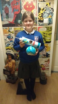 These are photographs of our daughter Jessica's award-winning Tim Peak egg blasting off from Earth to the ISS for "Mission Poachipia"! Jessica is a P6 pupil from Glasgow, Scotland and will be 11 years old this Sunday! Jessica is very proud of her egg! Jennifer Provan